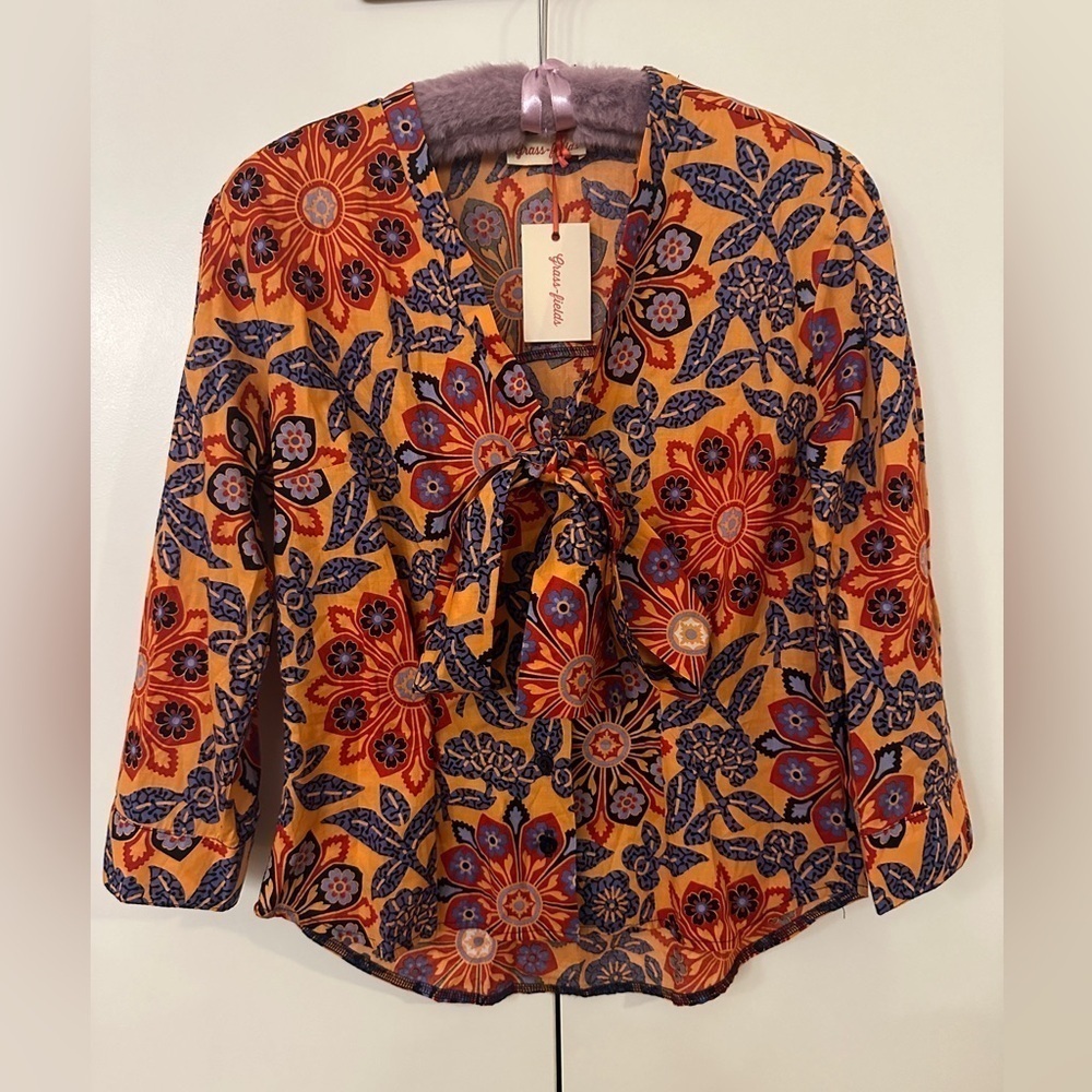 Grass Fields Floral bow Tie Top